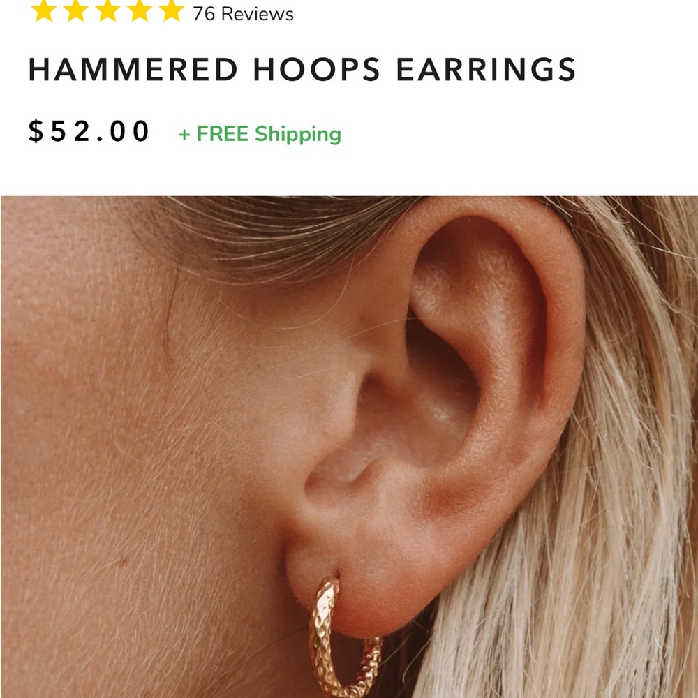 Atolea Hammered Hoop Earrings - Picture 2 of 5